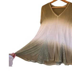 Enchanted Goblincore Moss Green Forest Fairy Raw Hem V Neck Boho tShirt Dress